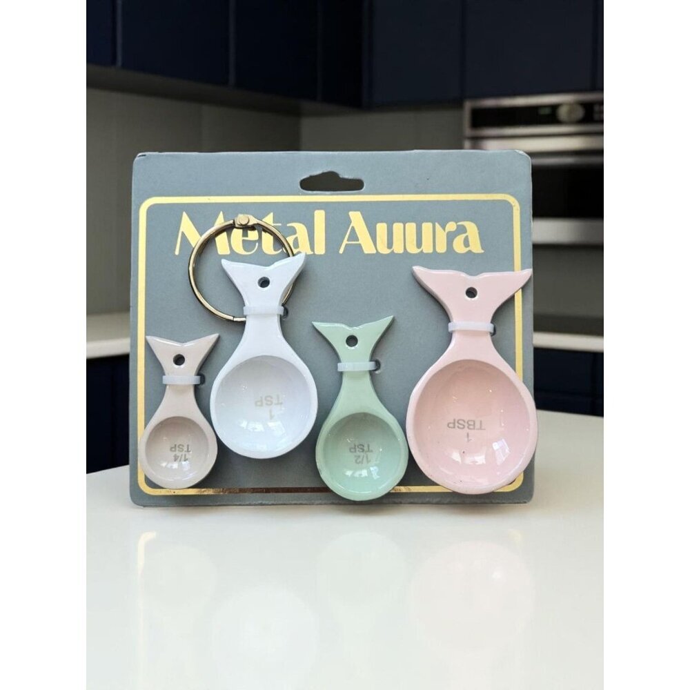 New Pastel Beach Nautical Ceramic Fish Shaped Measuring Spoons Birthday Gift